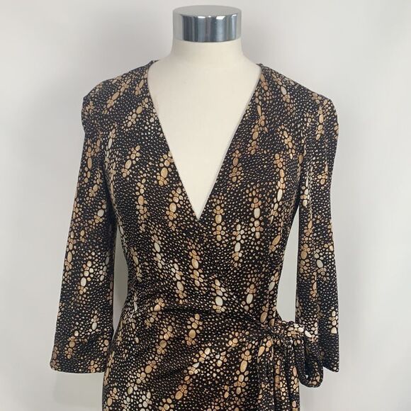 Diane Von Furstenberg brown print wrap dress - Picture 2 of 7